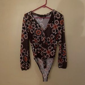 Black & Floral Long sleeve bodysuit